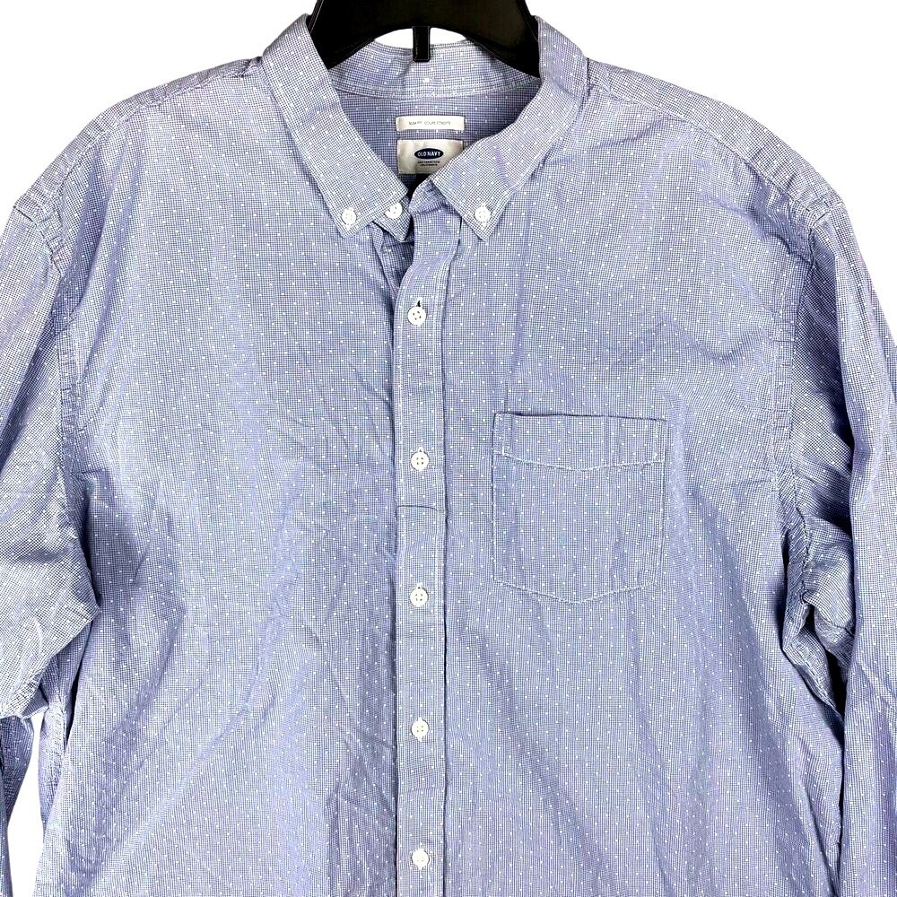 Old Navy Shirt Mens XXL Blue Slim‎ Fit Cotton Long-Sleeve Business Casual